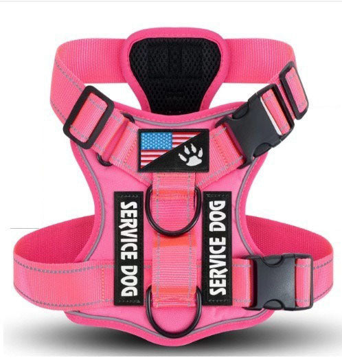 KFX-7841597 Large Dog Tactical Harness Vest with Reflective Nylon Leash - Multiple Colors Available