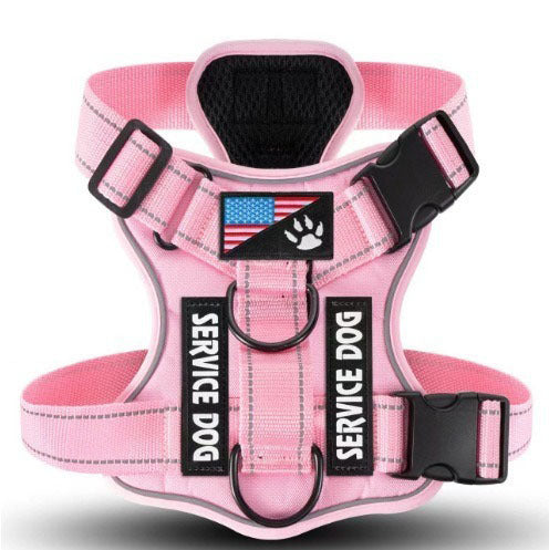 KFX-7841597 Large Dog Tactical Harness Vest with Reflective Nylon Leash - Multiple Colors Available