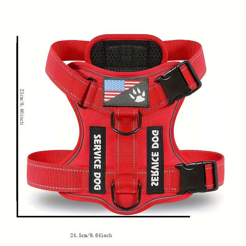 KFX-7841597 Large Dog Tactical Harness Vest with Reflective Nylon Leash - Multiple Colors Available