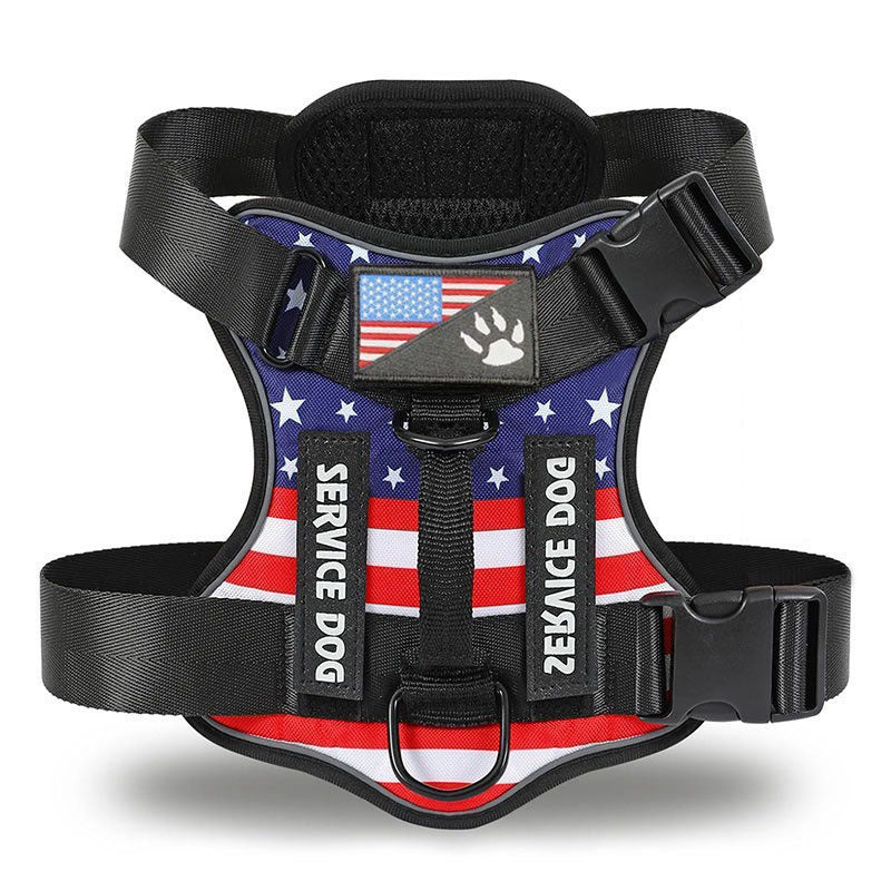 KFX-7841597 Large Dog Tactical Harness Vest with Reflective Nylon Leash - Multiple Colors Available