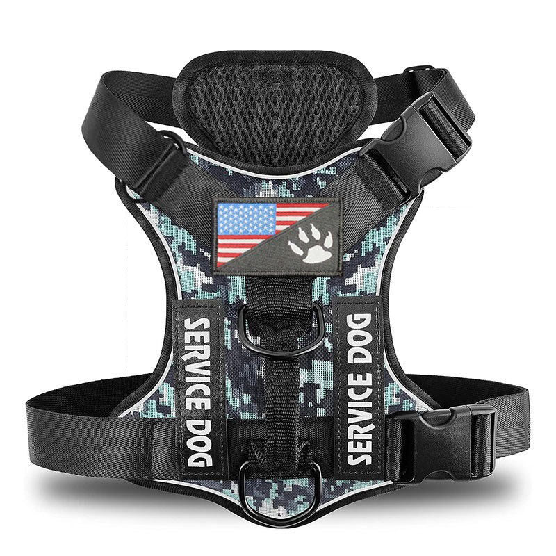 KFX-7841597 Large Dog Tactical Harness Vest with Reflective Nylon Leash - Multiple Colors Available