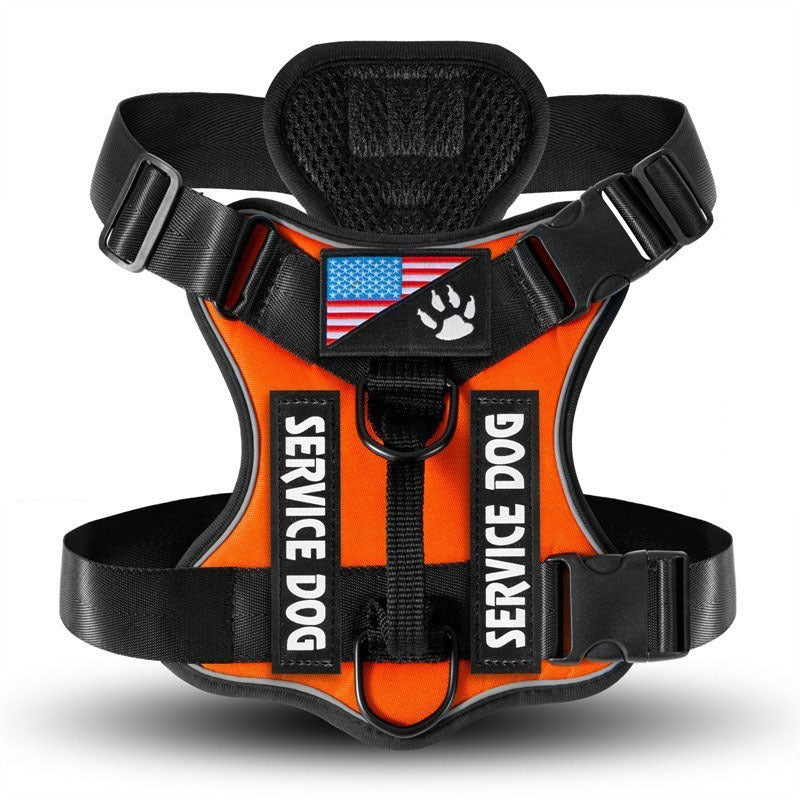 KFX-7841597 Large Dog Tactical Harness Vest with Reflective Nylon Leash - Multiple Colors Available