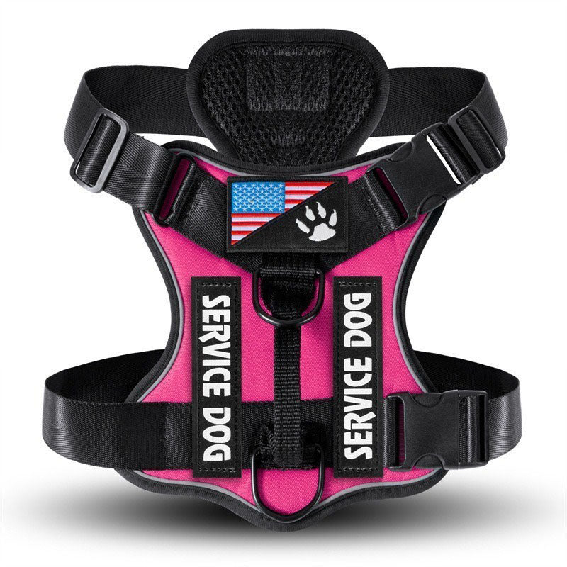 KFX-7841597 Large Dog Tactical Harness Vest with Reflective Nylon Leash - Multiple Colors Available
