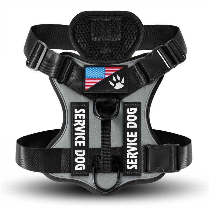KFX-7841597 Large Dog Tactical Harness Vest with Reflective Nylon Leash - Multiple Colors Available