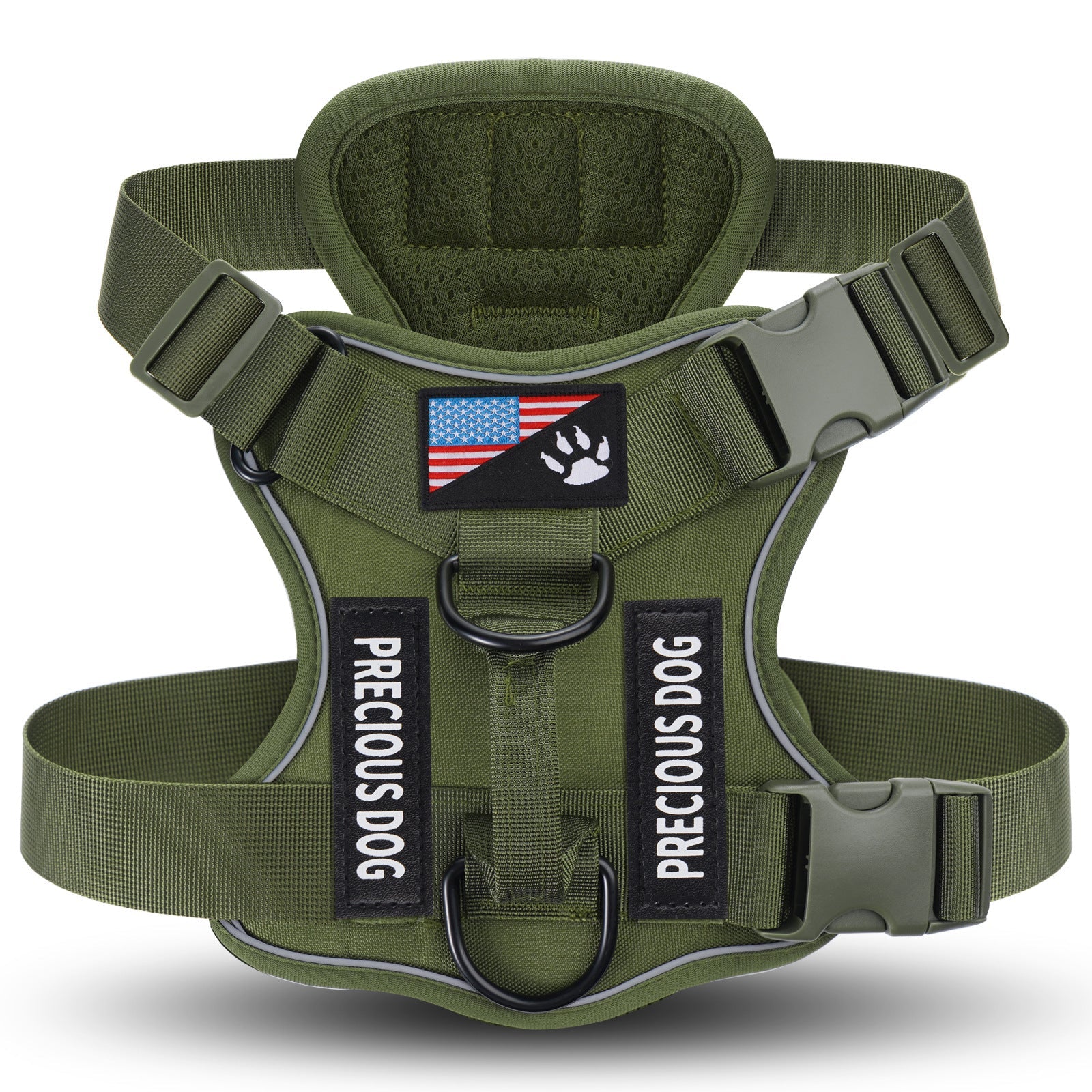 KFX-7841597 Large Dog Tactical Harness Vest with Reflective Nylon Leash - Multiple Colors Available