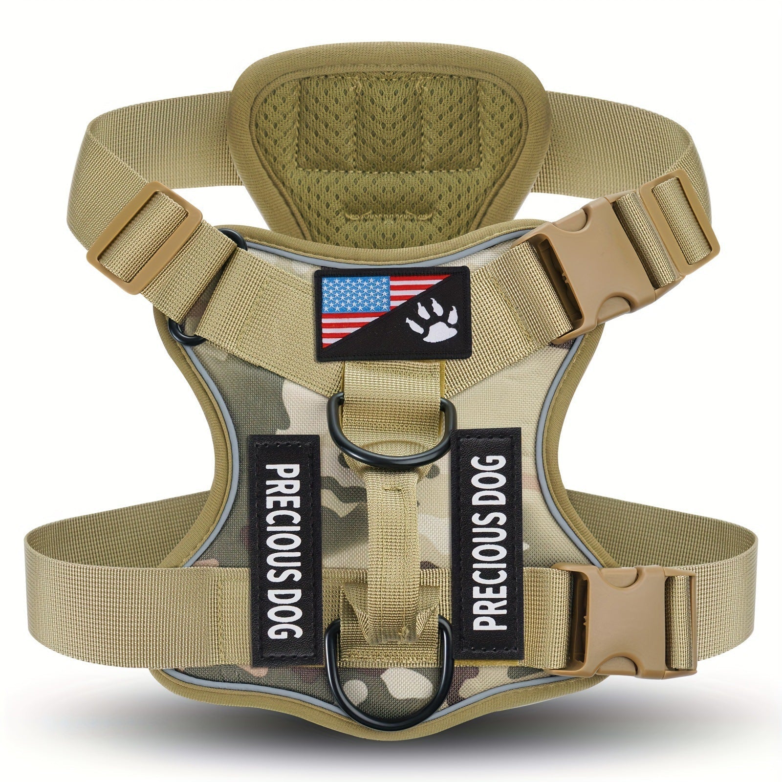 KFX-7841597 Large Dog Tactical Harness Vest with Reflective Nylon Leash - Multiple Colors Available