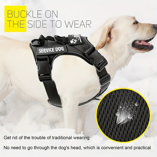 KFX-7841597 Large Dog Tactical Harness Vest with Reflective Nylon Leash - Multiple Colors Available
