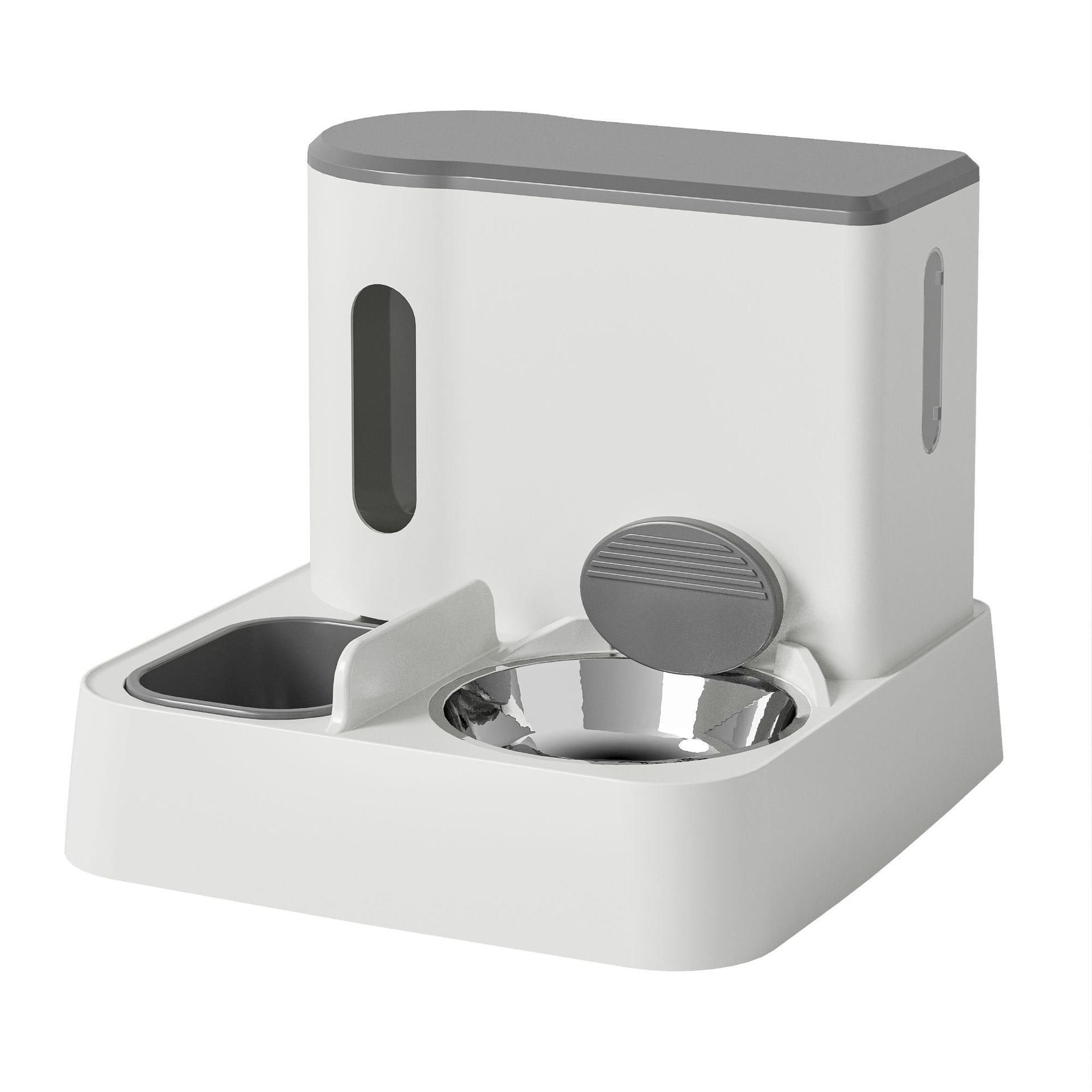 KFX-7844285 Automatic Pet Feeder and Water Dispenser with Double Bowls for Cats - Multiple Colors and Materials Available