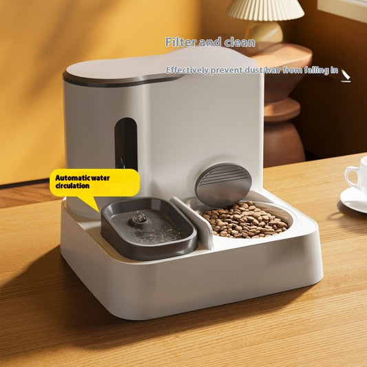 KFX-7844285 Automatic Pet Feeder and Water Dispenser with Double Bowls for Cats - Multiple Colors and Materials Available
