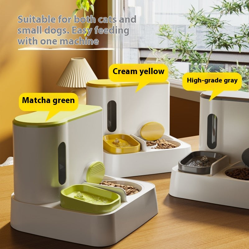 KFX-7844285 Automatic Pet Feeder and Water Dispenser with Double Bowls for Cats - Multiple Colors and Materials Available