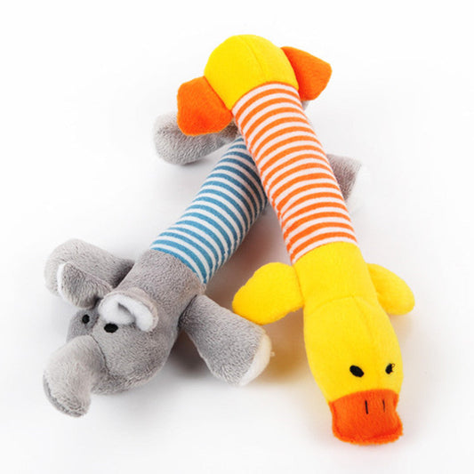 KFX-7847741 Four-Legged Plush Elephant Pet Toy with Sound, Soft and Cute Design