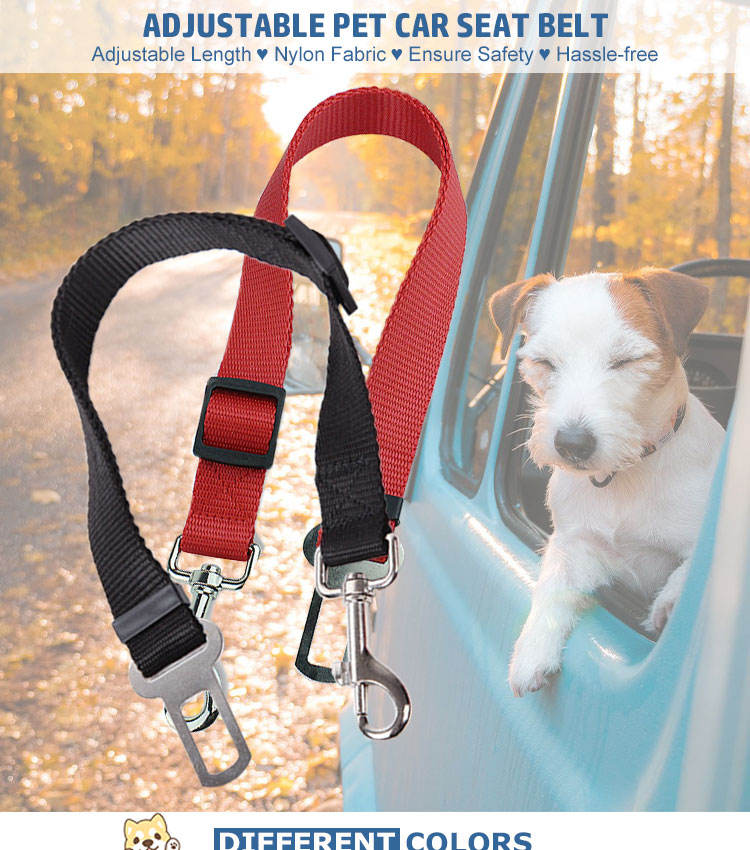 KFX-7847869 Nylon Adjustable Pet Seat Belt for Dogs and Cats - Durable Vehicle Leash for Car Safety