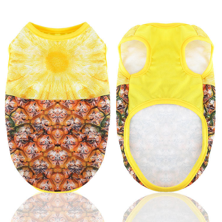 KFX-7848637 Spring Summer Cotton Pet Clothes with Fake Strap – Various Colors & Sizes Available
