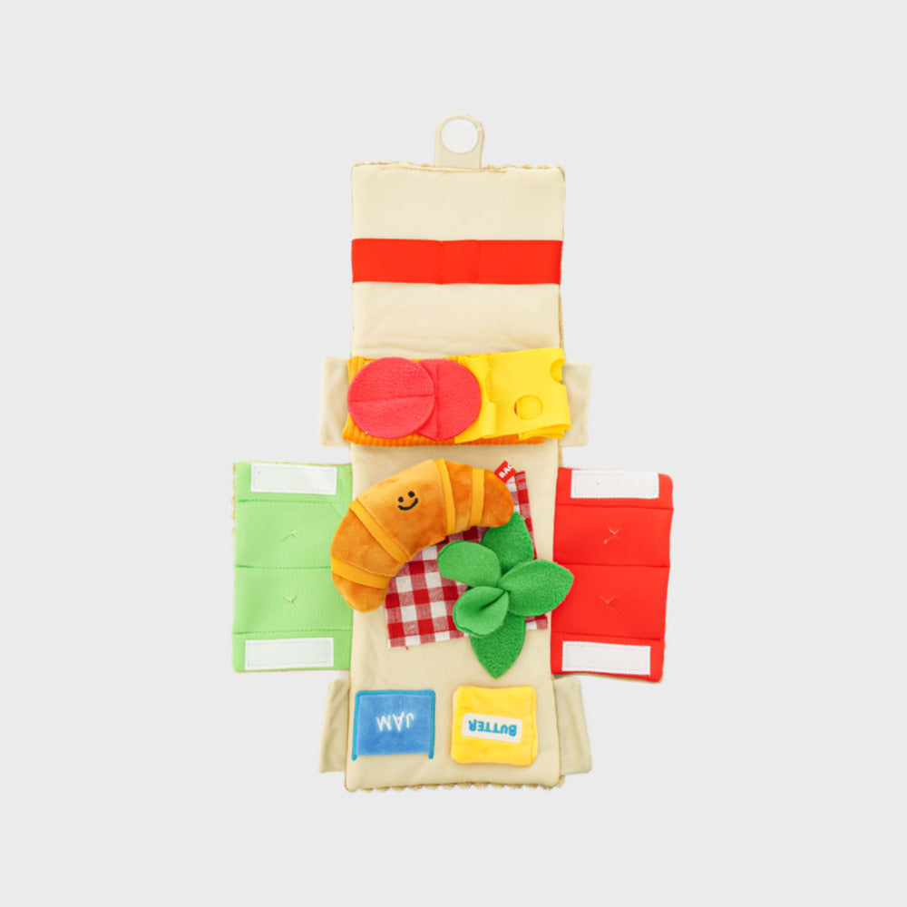 KFX-7848893 Picnic Box Croissant Set Plush Pet Toy with Hidden Food Pockets