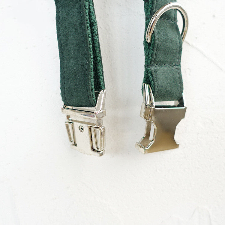 KFX-7850045 Dark Green Polyester Neck Collar for Medium-Sized Dogs - Adjustable Sizes XS to XL