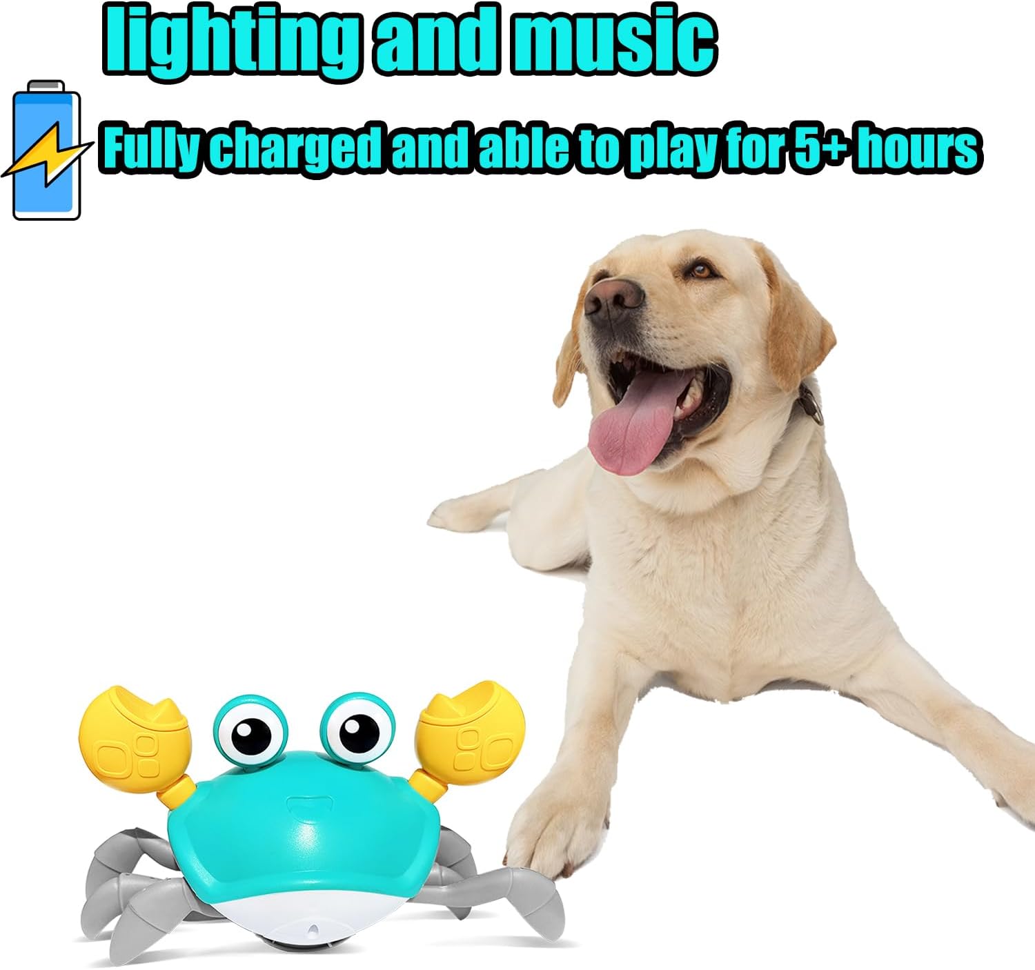 KFX-7851325 Crawling Crab Interactive Pet Toy with Obstacle Avoidance Sensor, Music, and Lights for Dogs and Cats