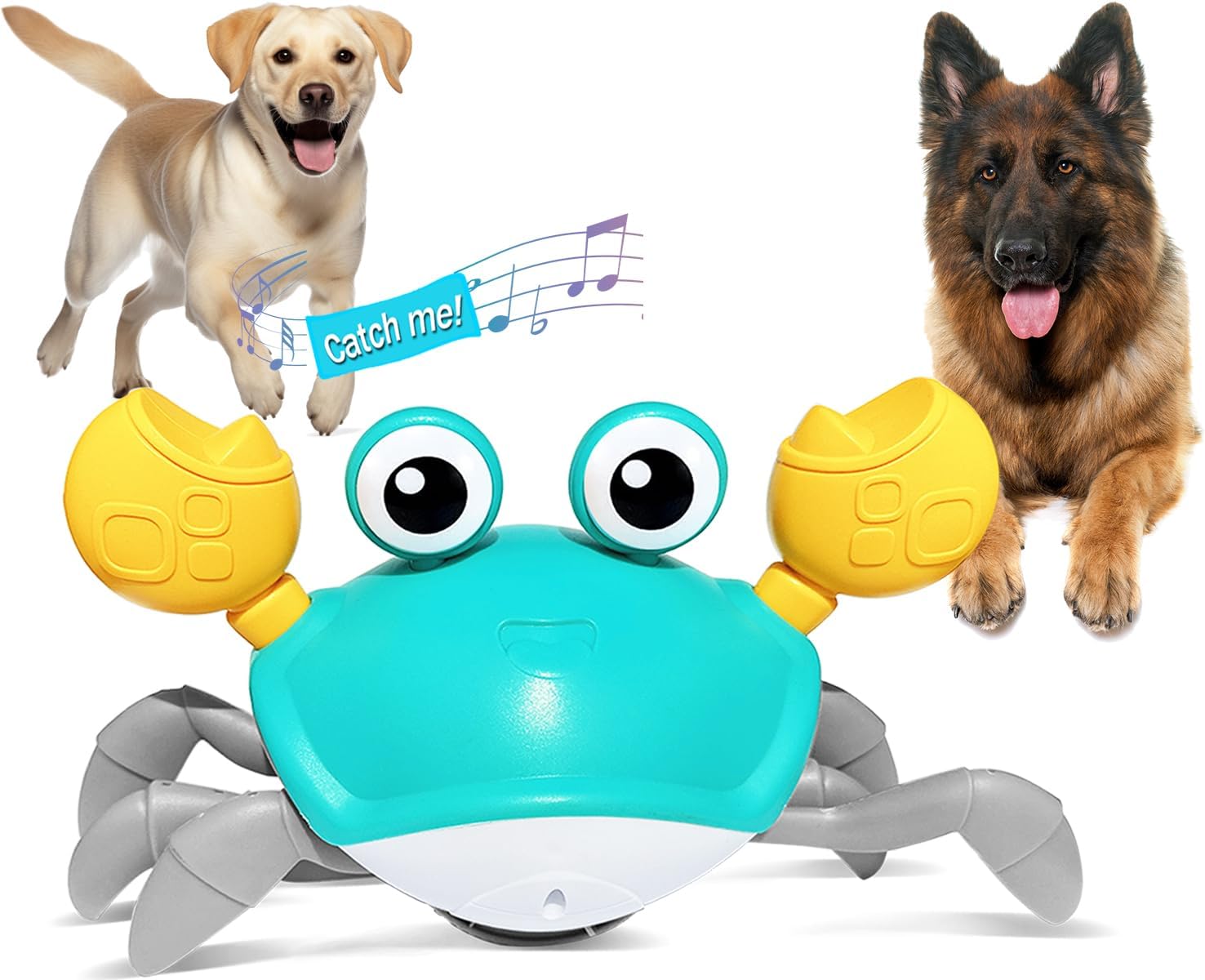 KFX-7851325 Crawling Crab Interactive Pet Toy with Obstacle Avoidance Sensor, Music, and Lights for Dogs and Cats