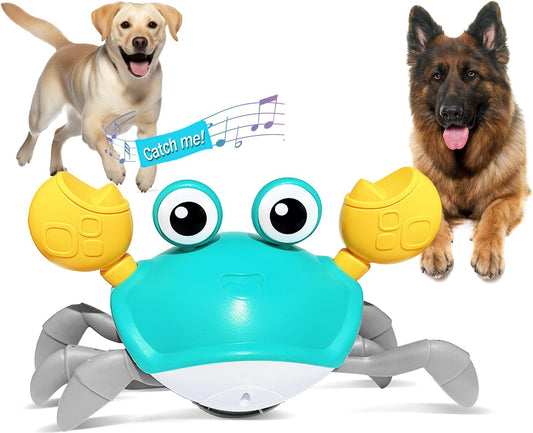KFX-7851325 Crawling Crab Interactive Pet Toy with Obstacle Avoidance Sensor, Music, and Lights for Dogs and Cats