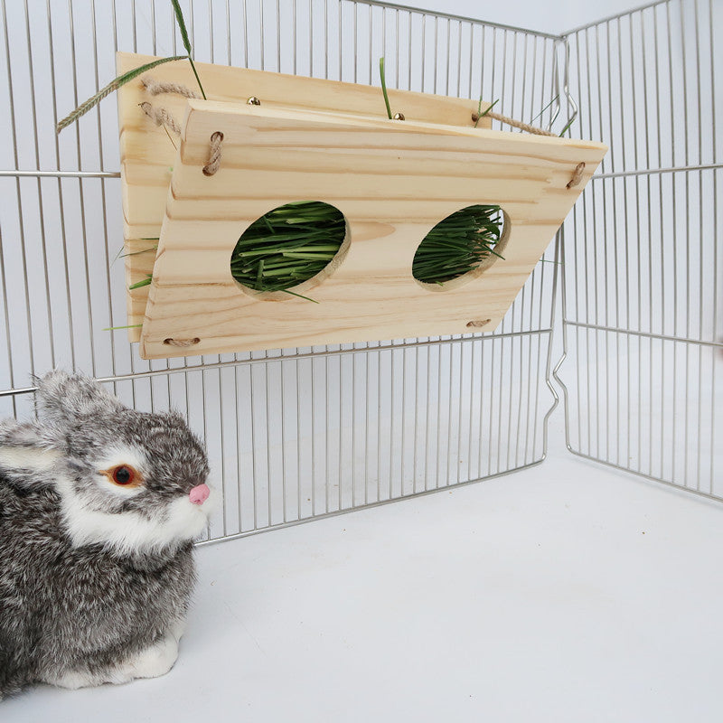 KFX-7851837 Wooden Grass Frame for Small Pets - Versatile Natural Pine for Guinea Pigs, Hamsters, Bunnies, and More (18x30cm)