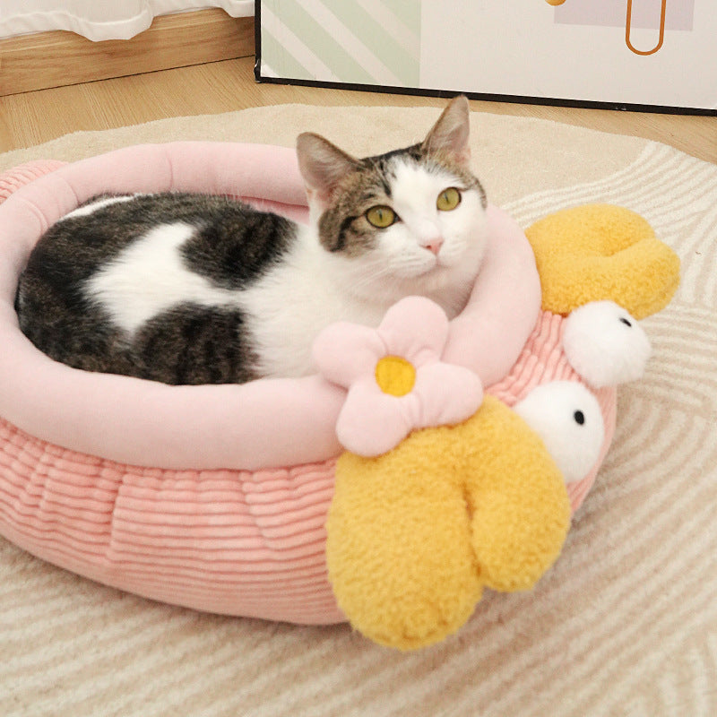 KFX-7852093 Lobster-Inspired Semi-Enclosed Pet Nest for Cats and Dogs, Cozy and Spacious Winter Sleeping Bed