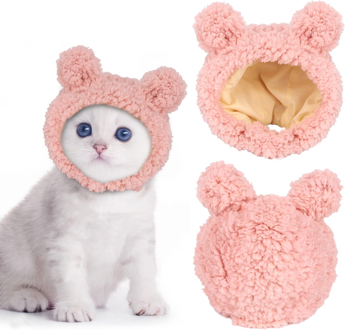 KFX-7853501 Warm and Soft Cat Bear Hat Costume - Cozy Headwear for Small Pets