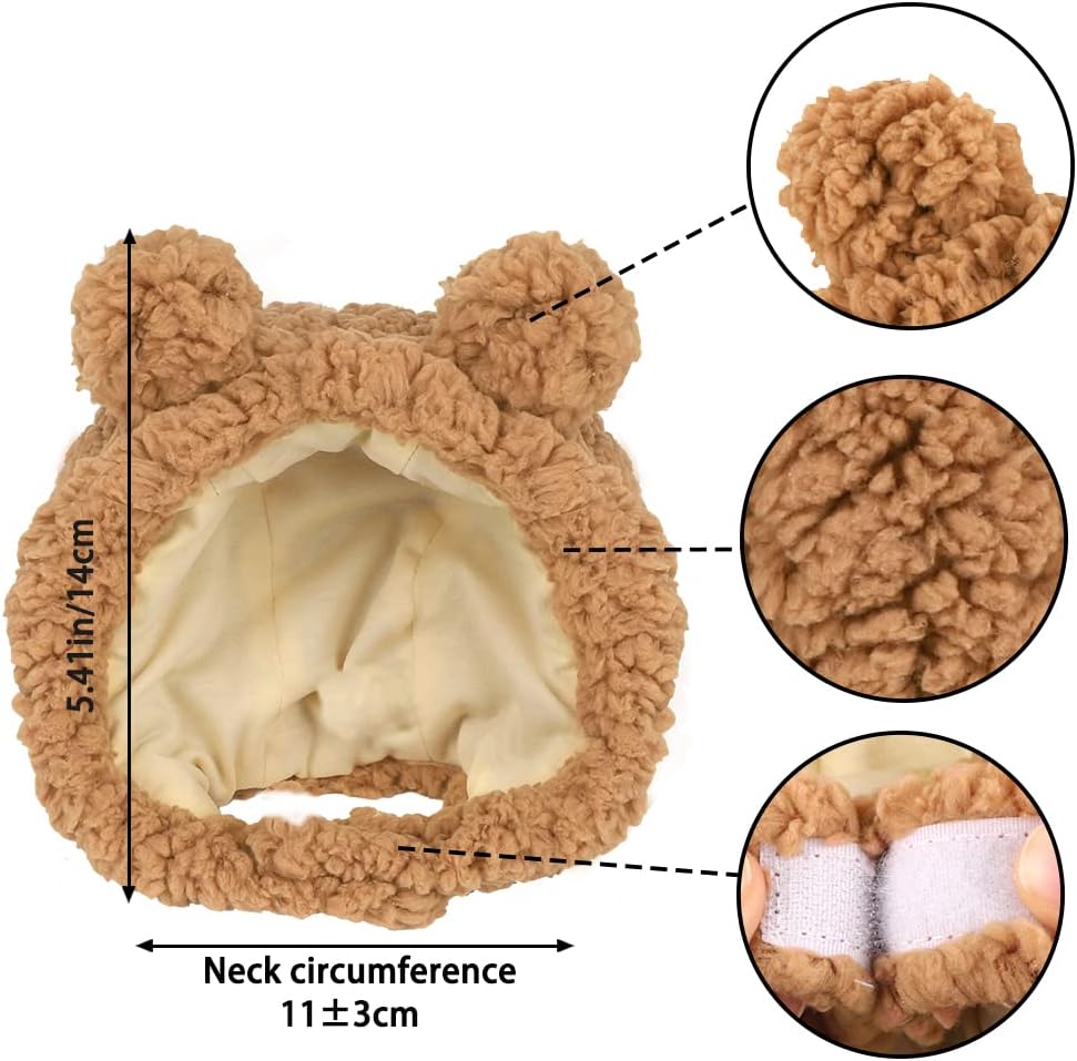 KFX-7853501 Warm and Soft Cat Bear Hat Costume - Cozy Headwear for Small Pets