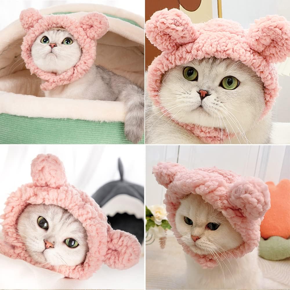 KFX-7853501 Warm and Soft Cat Bear Hat Costume - Cozy Headwear for Small Pets