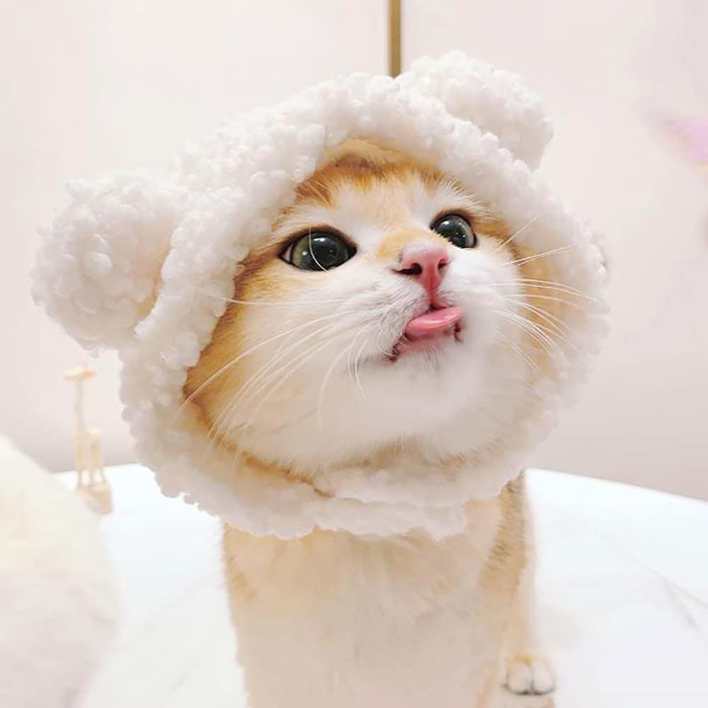KFX-7853501 Warm and Soft Cat Bear Hat Costume - Cozy Headwear for Small Pets