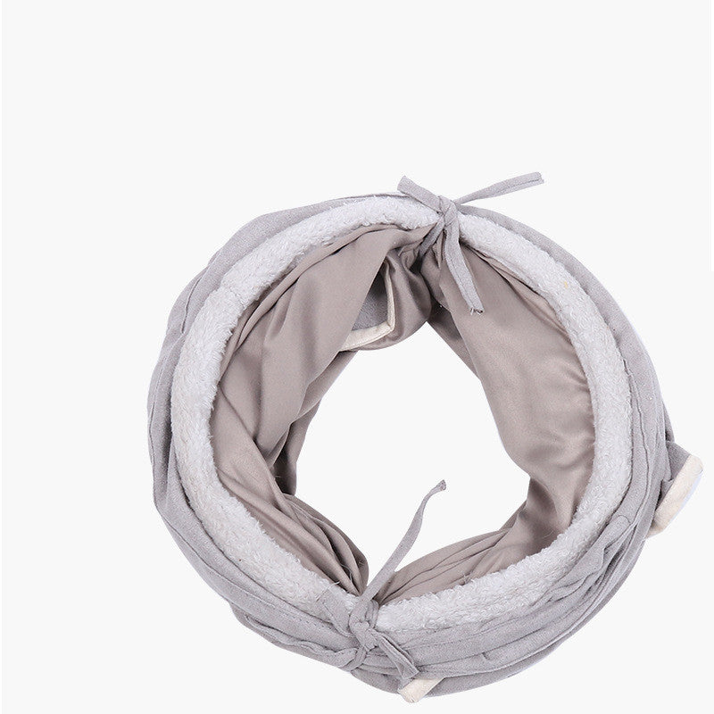 KFX-7858877 Foldable Gray Suede Cat Tunnel Toy for Fun and Exploration