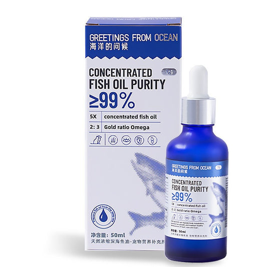 KFX-7859645 Premium Deep Sea Fish Oil Supplement for Healthy Coat in Small & Medium Dogs and Cats - 50ml