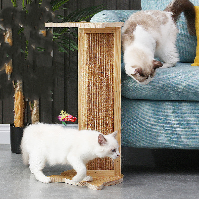 KFX-7859773 Wooden Cat Scratching Post - 45cm Tall Furniture Protector and Claw Sharpener