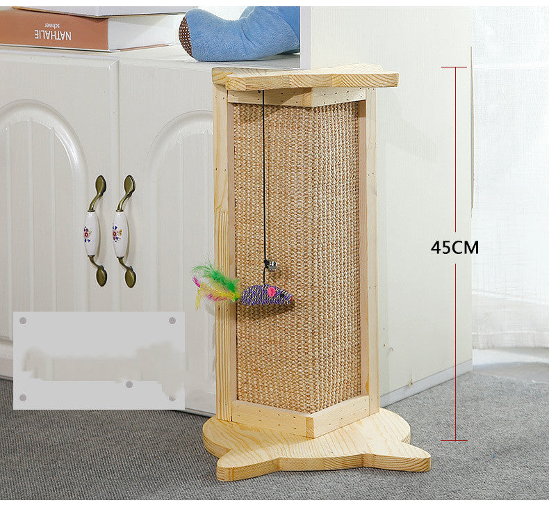 KFX-7859773 Wooden Cat Scratching Post - 45cm Tall Furniture Protector and Claw Sharpener