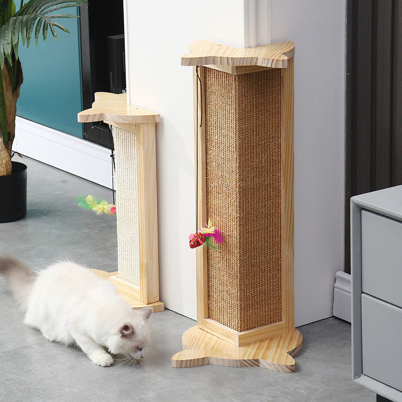 KFX-7859773 Wooden Cat Scratching Post - 45cm Tall Furniture Protector and Claw Sharpener