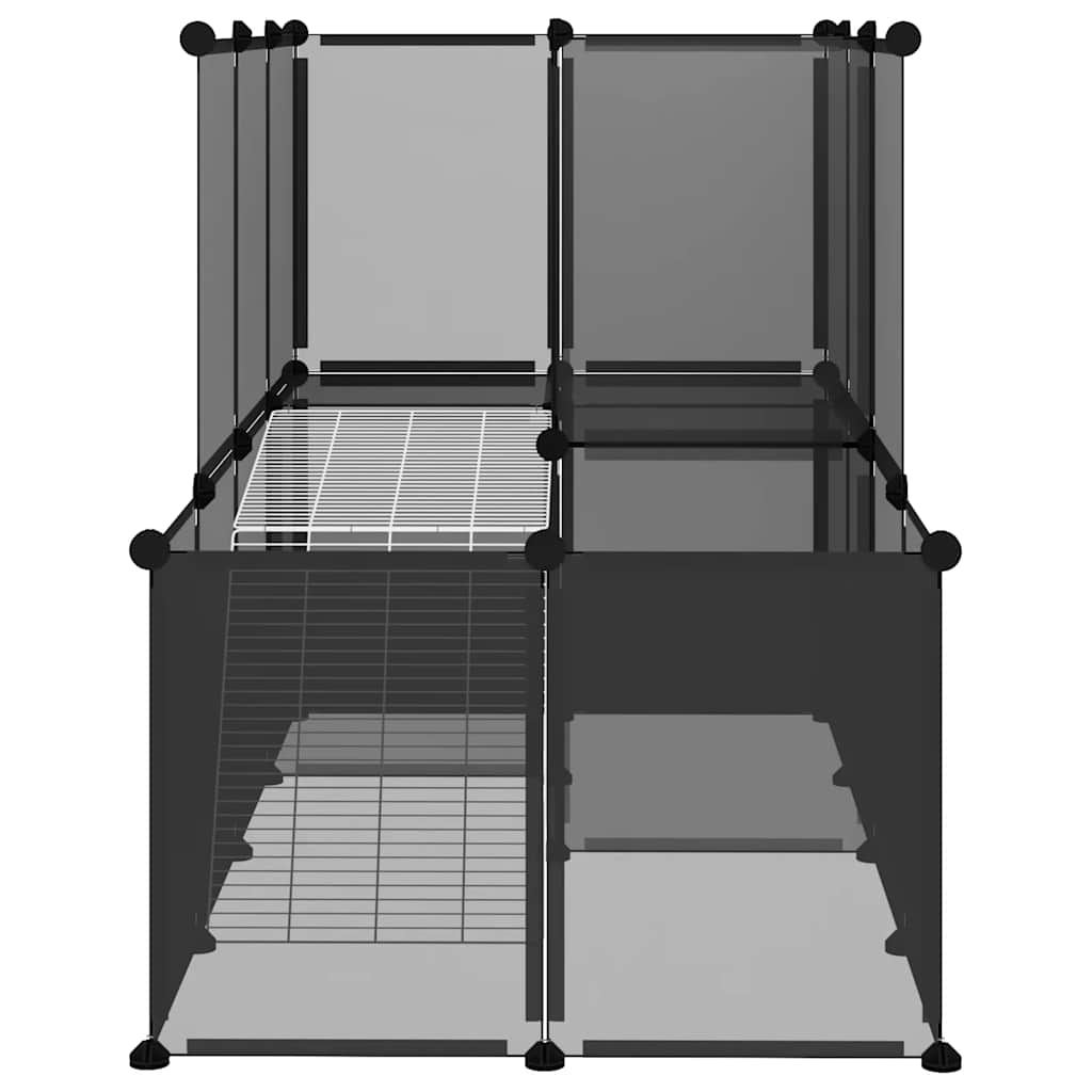 KFX-7861181 Spacious Black Small Animal Cage - 142x74x93 cm with Plastic and Steel Construction