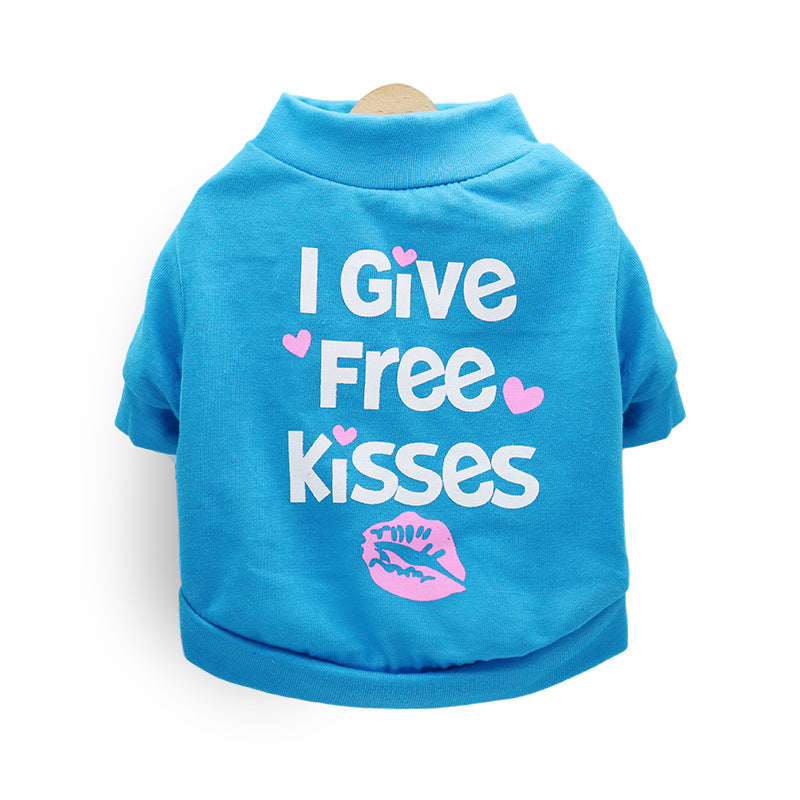 KFX-7863741 Kiss Print Cotton Jersey T-Shirt for Small Dogs - Comfortable Leisure Wear