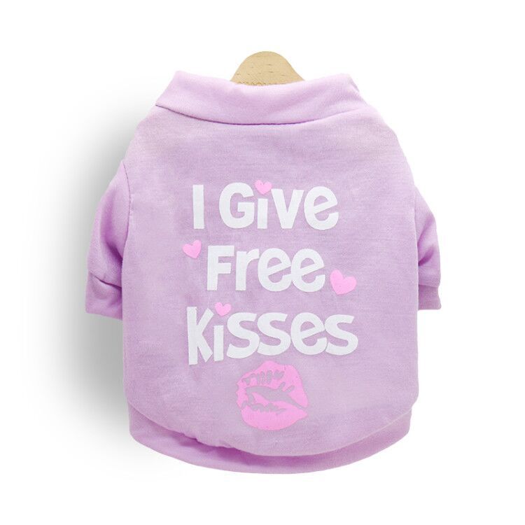 KFX-7863741 Kiss Print Cotton Jersey T-Shirt for Small Dogs - Comfortable Leisure Wear