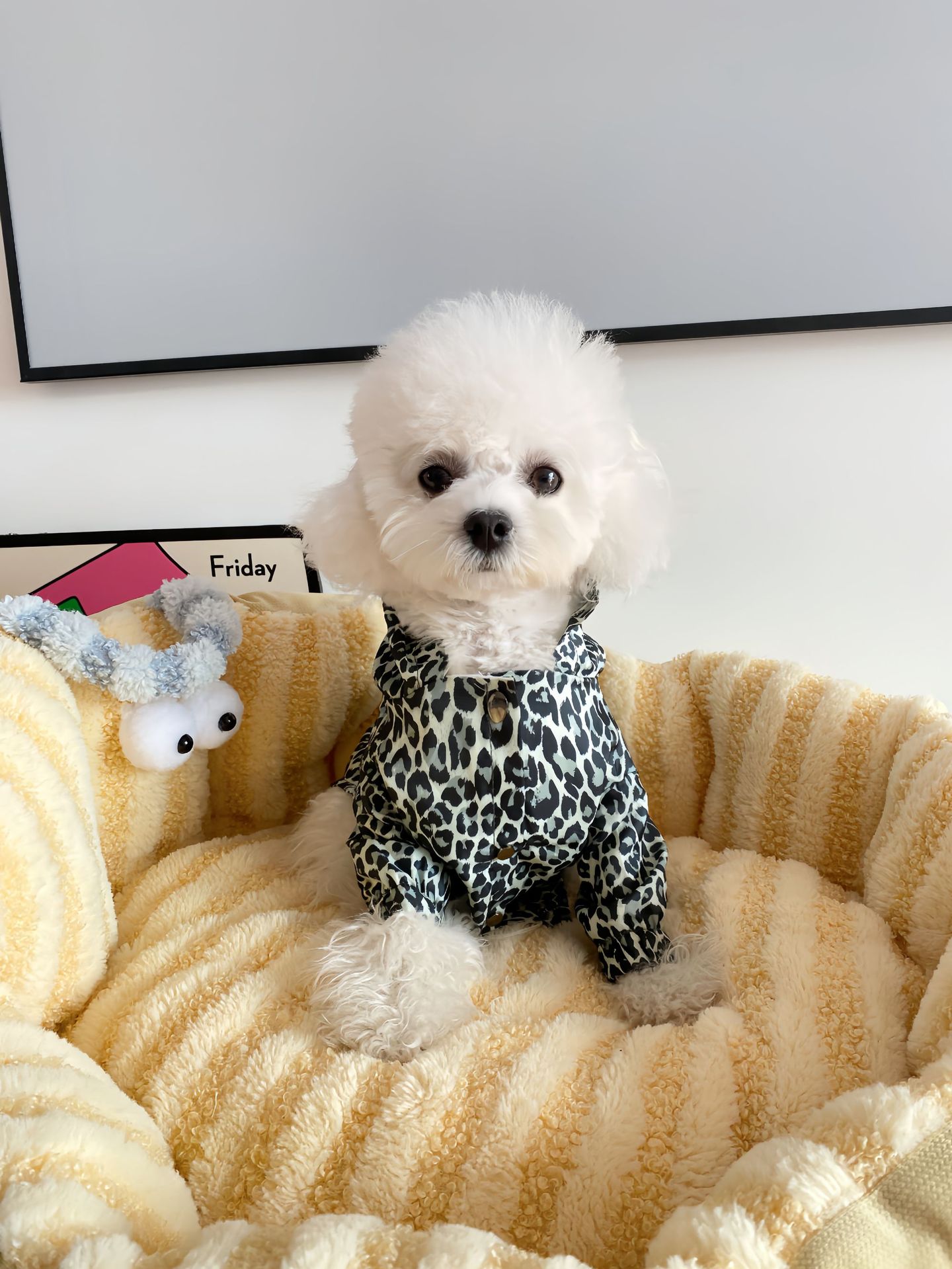 KFX-7865917 Leopard Print Trench Coat for Dogs – Stylish Polyester Pet Clothing in Multiple Sizes