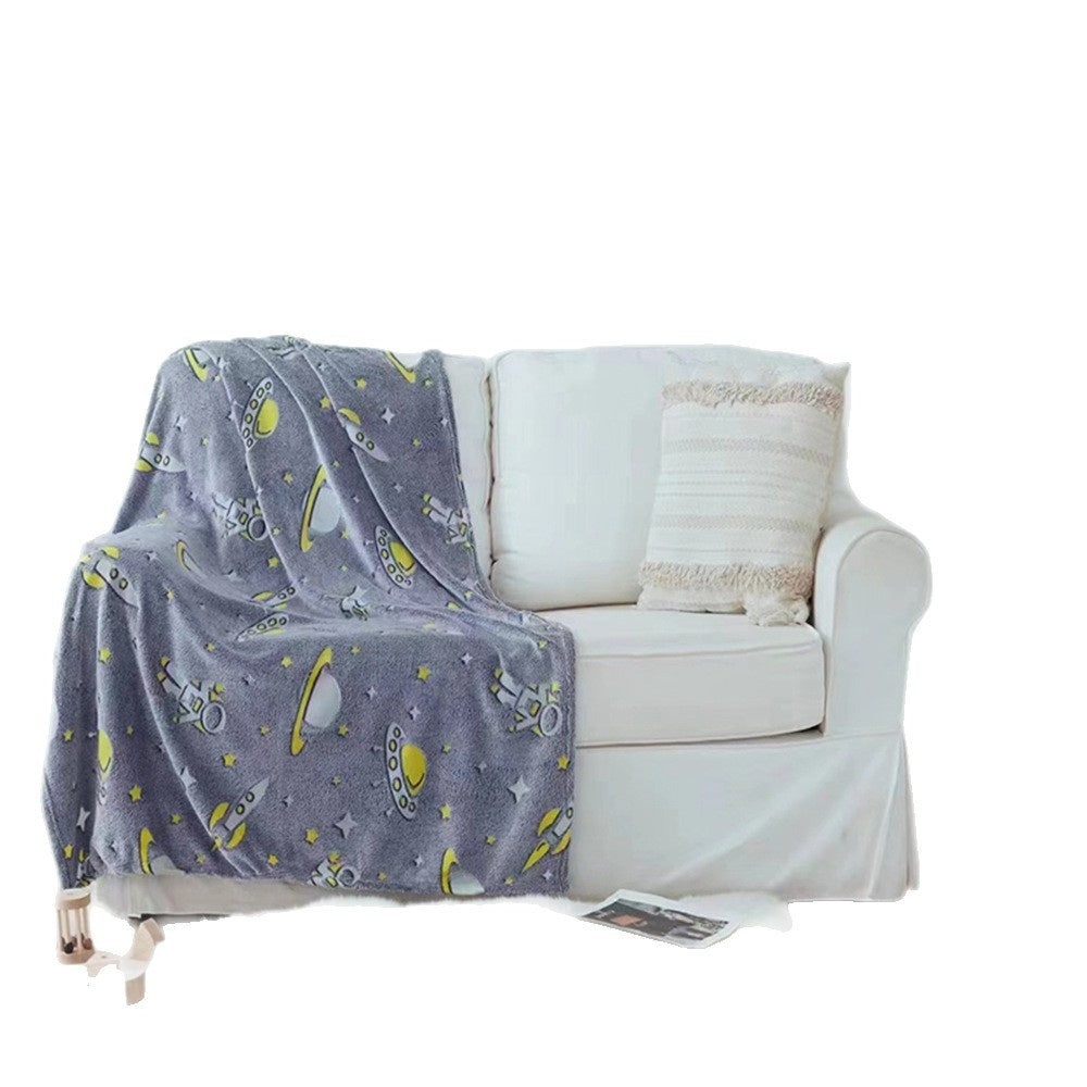 KFX-7866173 Cozy Flannel Glow-in-the-Dark Blanket for Comfortable Naps in Fun Designs