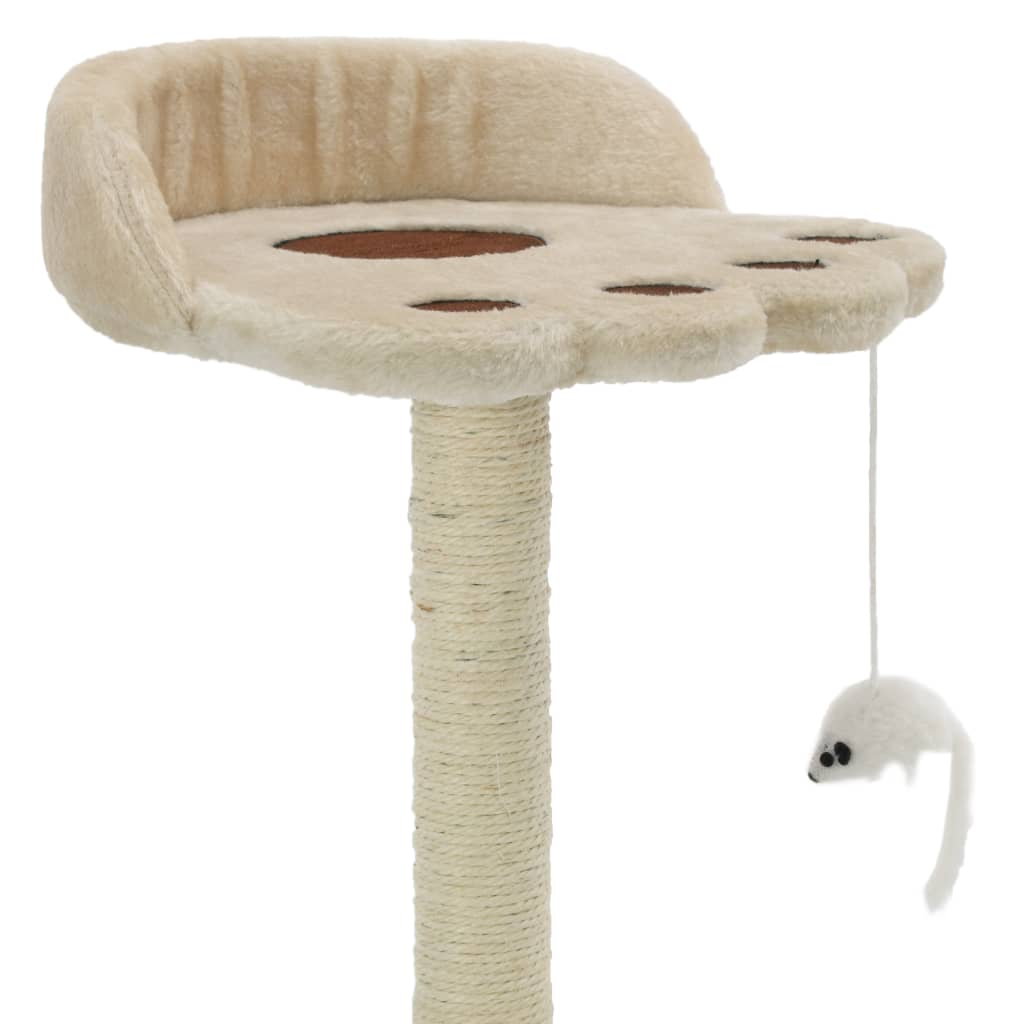 KFX-7868605 Beige and Brown Sisal Cat Scratching Post with Toy Mouse, 40 cm