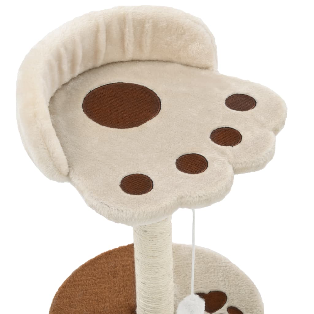KFX-7868605 Beige and Brown Sisal Cat Scratching Post with Toy Mouse, 40 cm