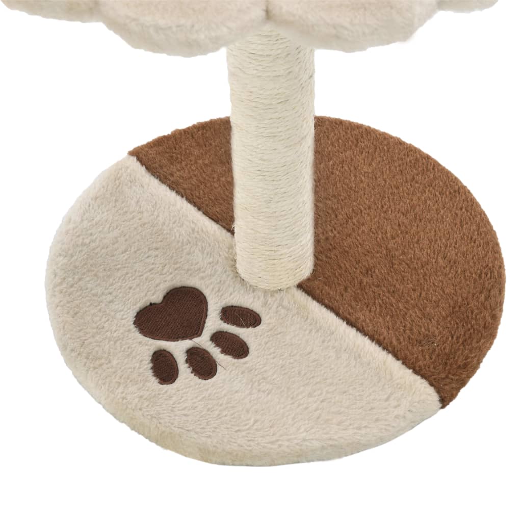 KFX-7868605 Beige and Brown Sisal Cat Scratching Post with Toy Mouse, 40 cm