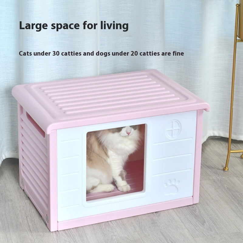 KFX-7868989 Outdoor Waterproof Pet Bed for Dogs and Cats - 60.5x42x40.5cm, Pink, Blue, Green