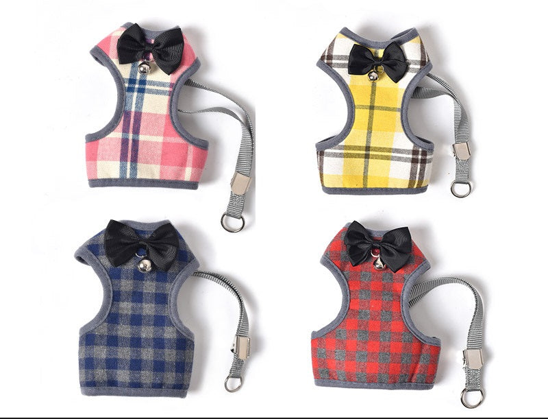 KFX-7869117 Breathable Pet Vest with Leash for Small Dogs and Cats - Cotton Mesh, Available in Pink, Yellow, Blue, Red
