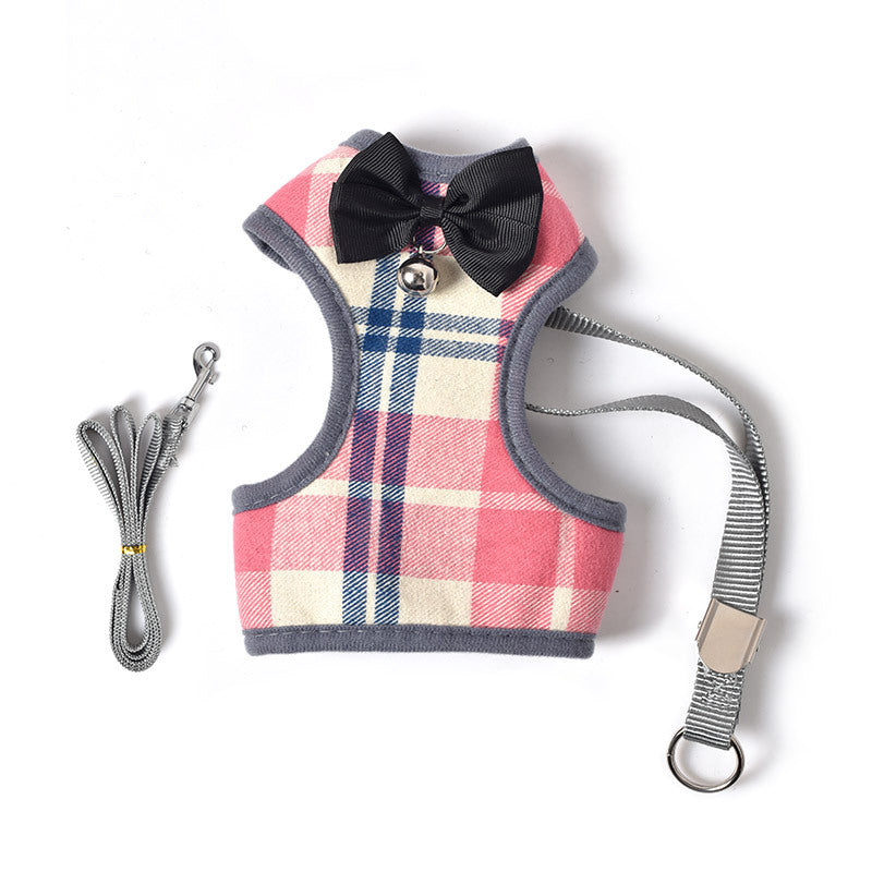 KFX-7869117 Breathable Pet Vest with Leash for Small Dogs and Cats - Cotton Mesh, Available in Pink, Yellow, Blue, Red
