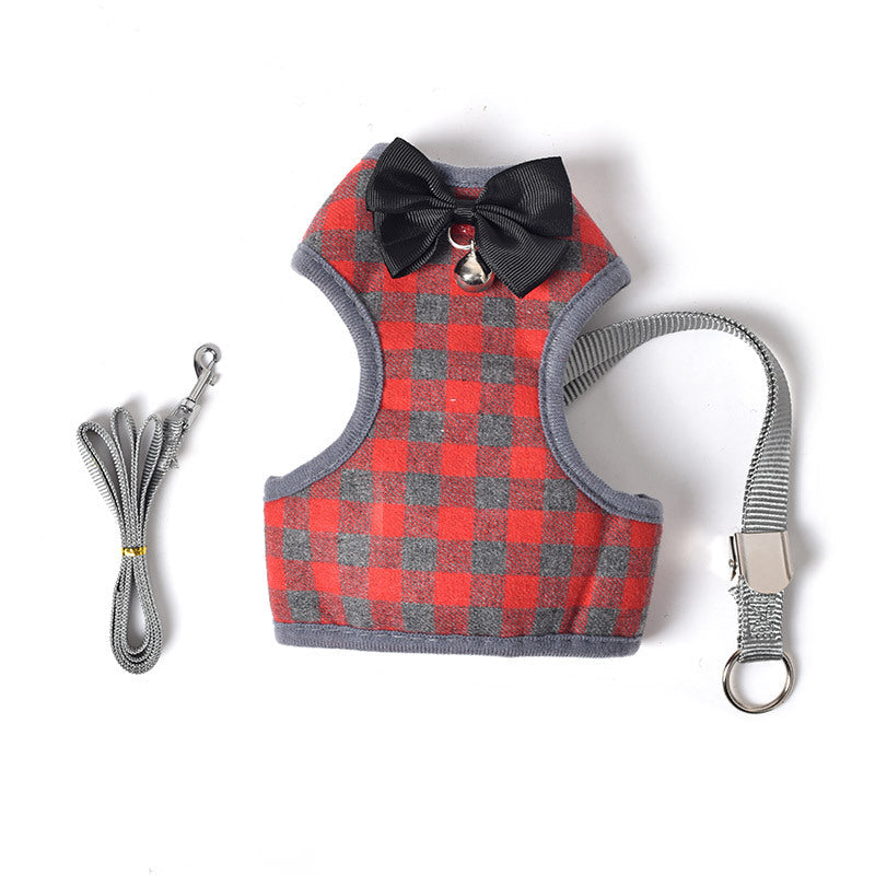 KFX-7869117 Breathable Pet Vest with Leash for Small Dogs and Cats - Cotton Mesh, Available in Pink, Yellow, Blue, Red
