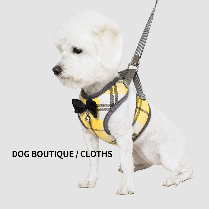 KFX-7869117 Breathable Pet Vest with Leash for Small Dogs and Cats - Cotton Mesh, Available in Pink, Yellow, Blue, Red