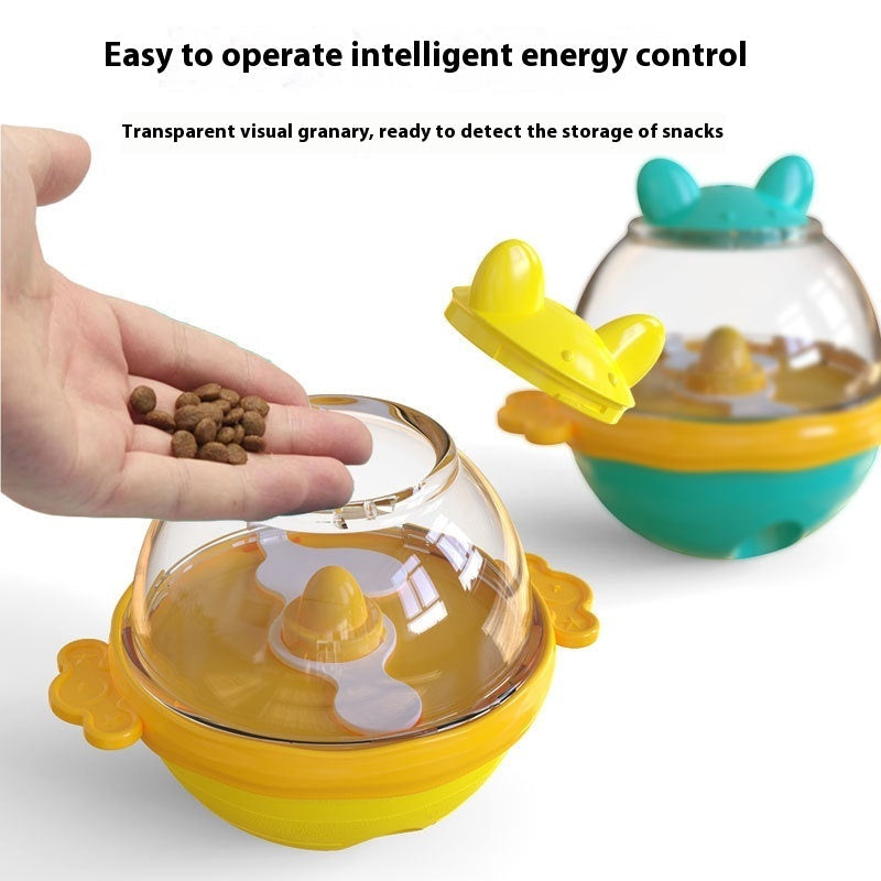 KFX-7870141 Yellow and Lake Blue TPR Tumbler Dog Food Feeder Toy for Pets