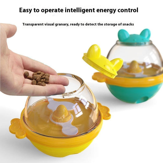 KFX-7870141 Yellow and Lake Blue TPR Tumbler Dog Food Feeder Toy for Pets