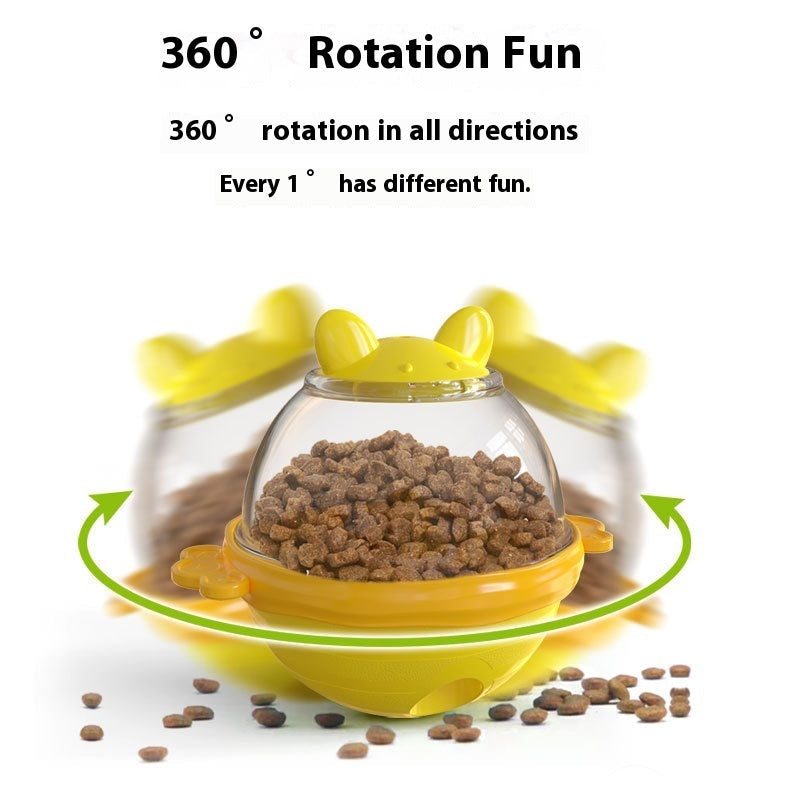 KFX-7870141 Yellow and Lake Blue TPR Tumbler Dog Food Feeder Toy for Pets