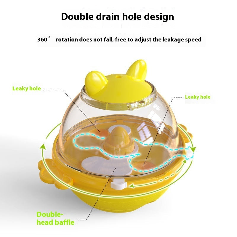 KFX-7870141 Yellow and Lake Blue TPR Tumbler Dog Food Feeder Toy for Pets